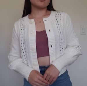 White button up cardigan